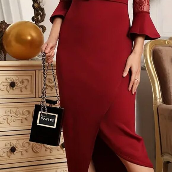 BLACK LUCITE "PARIS" PERFUME BOTTLE CROSSBODY KISS LOCK CLASP PURSE *NEW IN BOX* - Picture 4 of 4